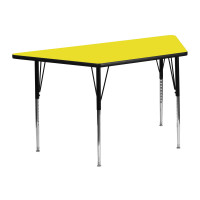 Flash Furniture 24''W x 48''L Trapezoid Activity Table High Pressure Yellow Laminate w/ Adjustable Legs XU-A2448-TRAP-YEL-H-A-