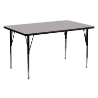 Flash Furniture 24''W x 60''L Rectangular Activity Table  High Pressure Grey Laminate w/  Adjustable Legs XU-A2460-REC-GY-H-A-GG