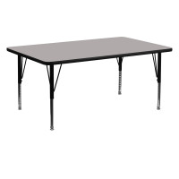 Flash Furniture 24''W x 60''L Rectangular Activity Table High Pressure Grey Laminate w/ Adjustable Legs XU-A2460-REC-GY-H-P-GG