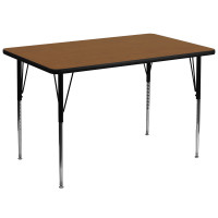 Flash Furniture 24''W x 60''L Rectangular Activity Table High Pressure Oak Laminate w/ Adjustable Legs XU-A2460-REC-OAK-H-A-GG