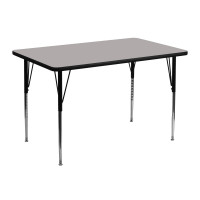 Flash Furniture 30''W x 48''L Rectangular Activity Table High Pressure Grey Laminate w/ Adjustable Legs XU-A3048-REC-GY-H-A-GG