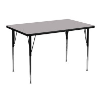 Flash Furniture 30''W x 48''L Rectangular Activity Table Grey Thermal Laminate w/ Adjustable Legs XU-A3048-REC-GY-T-A-GG