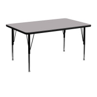 Flash Furniture 30''W x 48''L Rectangular Activity Table with Grey Thermal Fused Laminate Top and Height Adjustable Short Legs XU-A3048-REC-GY-T-P-GG