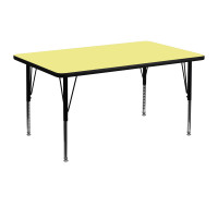 Flash Furniture 30''W x 48''L Rectangular Activity Table  Yellow Thermal Laminate w/ Adjustable Legs XU-A3048-REC-YEL-T-P-GG