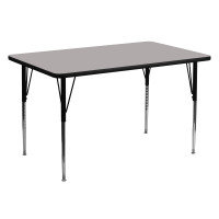 Flash Furniture 30''W x 60''L Rectangular Activity Table High Pressure Grey Laminate w/ Adjustable Legs XU-A3060-REC-GY-H-A-GG