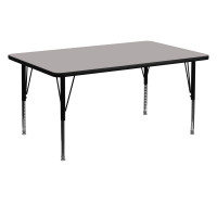 Flash Furniture 30''W x 60''L Rectangular Activity Table High Pressure Grey Laminate Adjustable Legs XU-A3060-REC-GY-H-P-GG