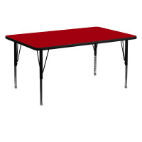 Flash Furniture 30''W x 60''L Rectangular Activity Table with Red Thermal Fused Laminate Top and Height Adjustable Short Legs XU-A3060-REC-RED-T-P-GG