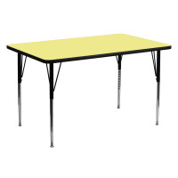 Flash Furniture 30''W x 60''L Rectangular Activity Table Yellow Thermal Laminate w/ Adjustable Legs XU-A3060-REC-YEL-T-A-GG