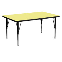 Flash Furniture 30''W x 60''L Rectangular Activity Table Yellow Thermal Laminate w/ Adjustable Legs XU-A3060-REC-YEL-T-P-GG