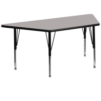 Flash Furniture 30''W x 60''L Trapezoid Activity Table High Pressure Grey Laminate  w/ Adjustable Short Legs XU-A3060-TRAP-GY-H-P-GG