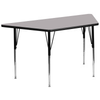 Flash Furniture 30''W x 60''L Trapezoid Activity Table Grey Thermal Laminate w/ Adjustable Legs XU-A3060-TRAP-GY-T-A-GG