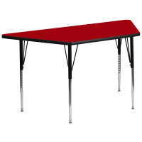 Flash Furniture 30''W x 60''L Trapezoid Activity Table Red Thermal Laminate w/ Adjustable Legs XU-A3060-TRAP-RED-T-A-GG