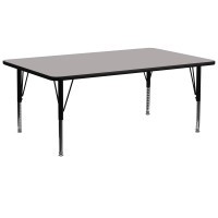 Flash Furniture 30''W x 72''L Rectangular Activity Table High Pressure Grey Laminate w/ Adjustable Legs XU-A3072-REC-GY-H-P-GG
