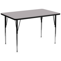 Flash Furniture 30''W x 72''L Rectangular Activity Table Grey Thermal Laminate w/ Adjustable Legs XU-A3072-REC-GY-T-A-GG
