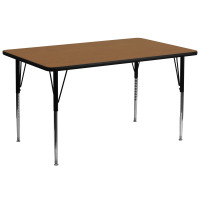 Flash Furniture 30''W x 72''L Rectangular Activity Table Oak Thermal Laminate w/ Adjustable Legs XU-A3072-REC-OAK-T-A-GG