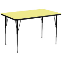 Flash Furniture 30''W x 72''L Rectangular Activity Table Yellow Thermal Laminate w/ Adjustable Legs XU-A3072-REC-YEL-T-A-GG