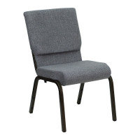 Flash Furniture Hercules Series 18.5'' Wide Gray Stacking Church Chair with 4.25'' Thick Seat - Gold Vein Frame XU-CH-60096-BEIJING-GY-GG