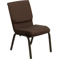 Flash Furniture Hercules Series 18.5'' Wide Brown Stacking Church Chair with 4.25'' Thick Seat - Gold Vein Frame XU-CH-60096-BN-GG
