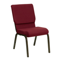 Flash Furniture Hercules Series 18.5'' Wide Burgundy Stacking Church Chair with 4.25'' Thick Seat - Gold Vein Frame XU-CH-60096-BY-GG
