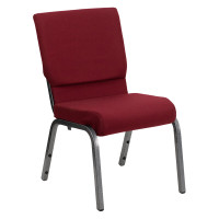 Flash Furniture Hercules Series 18.5'' Wide Burgundy Stacking Church Chair with 4.25'' Thick Seat - Silver Vein Frame XU-CH-60096-BY-SILV-GG