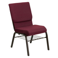 Flash Furniture Hercules 18.5'' Wide Burgundy Patterned Church Chair Gold Vein Frame XU-CH-60096-BYXY56-BAS-GG