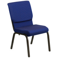 Flash Furniture Hercules 18.5'' Wide Navy Blue Dot Patterned Stacking Church Chair Gold Vein Frame XU-CH-60096-NVY-DOT-GG