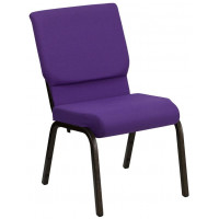 Flash Furniture Hercules Series 18.5'' Wide Purple Stacking Church Chair with 4.25'' Thick Seat - Gold Vein Frame XU-CH-60096-PU-GG