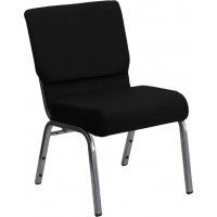 Flash Furniture HERCULES Series 21'' Extra Wide Black Stacking Church Chair with 3.75'' Thick Seat - Silver Vein Frame [XU-CH0221-BK-SV-GG]