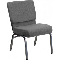 Flash Furniture HERCULES Series 21'' Extra Wide Gray Stacking Church Chair with 3.75'' Thick Seat - Silver Vein Frame [XU-CH0221-GY-SV-GG]