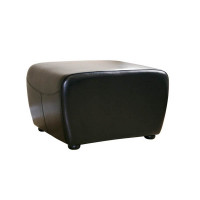 Baxton Studio Full Leather Ottoman Black Y-051-023-black