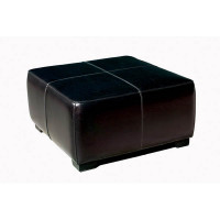 Baxton Studio Full Leather Ottoman Black Y-052-023-black