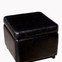 Baxton Studio Full Leather Ottoman Black Y-162-023-black