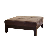 Baxton Studio Full Leather Ottoman Dark Brown Y-195-001-dark brown