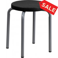 Flash Furniture Stackable Stool with Black Seat and Silver Powder Coated Frame YK01B-GG