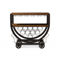 Baxton Studio YLX-9043 Triesta Antiqued Vintage Industrial Metal And Wood Wheeled Wine Rack Cart