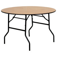 Flash Furniture 48'' Round Wood Folding Banquet Table with Clear Coated Finished Top YT-WRFT48-TBL-GG