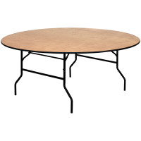 Flash Furniture 72'' Round Wood Folding Banquet Table with Clear Coated Finished Top YT-WRFT72-TBL-GG