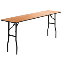 Flash Furniture 18'' x 72'' Rectangular Wood Folding Training / Seminar Table with Smooth Clear Coated Finished Top YT-WTFT18X72-TBL-GG