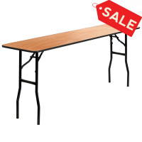Flash Furniture 18'' x 72'' Rectangular Wood Folding Training / Seminar Table with Smooth Clear Coated Finished Top YT-WTFT18X72-TBL-GG