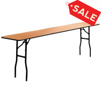 Flash Furniture 18'' x 96'' Rectangular Wood Folding Training / Seminar Table with Smooth Clear Coated Finished Top YT-WTFT18X96-TBL-GG