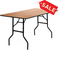 Flash Furniture 30'' x 60'' Rectangular Wood Folding Banquet Table with Clear Coated Finished Top YT-WTFT30X60-TBL-GG