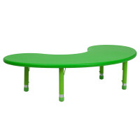 Flash Furniture 35''W x 65''L Height Adjustable Half-Moon Green Plastic Activity Table YU-YCX-004-2-MOON-TBL-GREEN-GG
