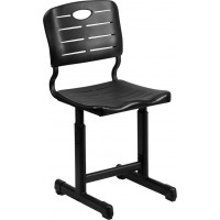 Flash Furniture YU-YCX-09010-GG Adjustable Height Black Student Chair with Black Pedestal Frame