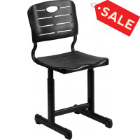 Flash Furniture YU-YCX-09010-GG Adjustable Height Black Student Chair with Black Pedestal Frame