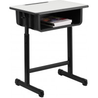 Flash Furniture Student Desk with Grey Top and Black Pedestal Frame YU-YCY-046-GG