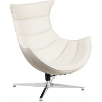 Flash Furniture ZB-32-GG White Leather Swivel Cocoon Chair