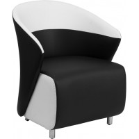 Flash Furniture ZB-7-GG Black Leather Reception Chairwith White Detailing