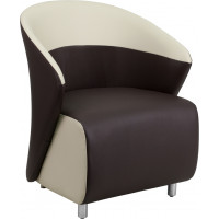 Flash Furniture ZB-8-GG Dark Brown Leather Reception Chair with Beige Detailing