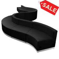 Flash Furniture ZB-803-400-SET-BK-GG HERCULES Alon Series Black Leather Reception Configuration