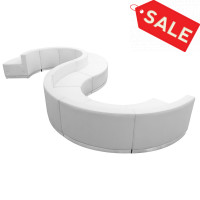 Flash Furniture ZB-803-420-SET-WH-GG HERCULES Alon Series White Leather Reception Configuration